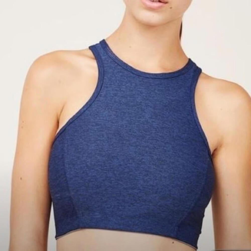New Outdoor Voices Athena Navy High Neck Crop Top Women’s Size Small